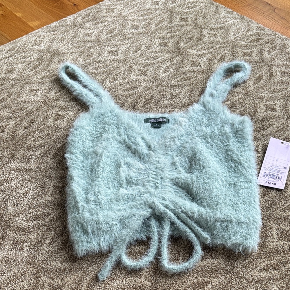 Fuzzy Light Green Crop Top